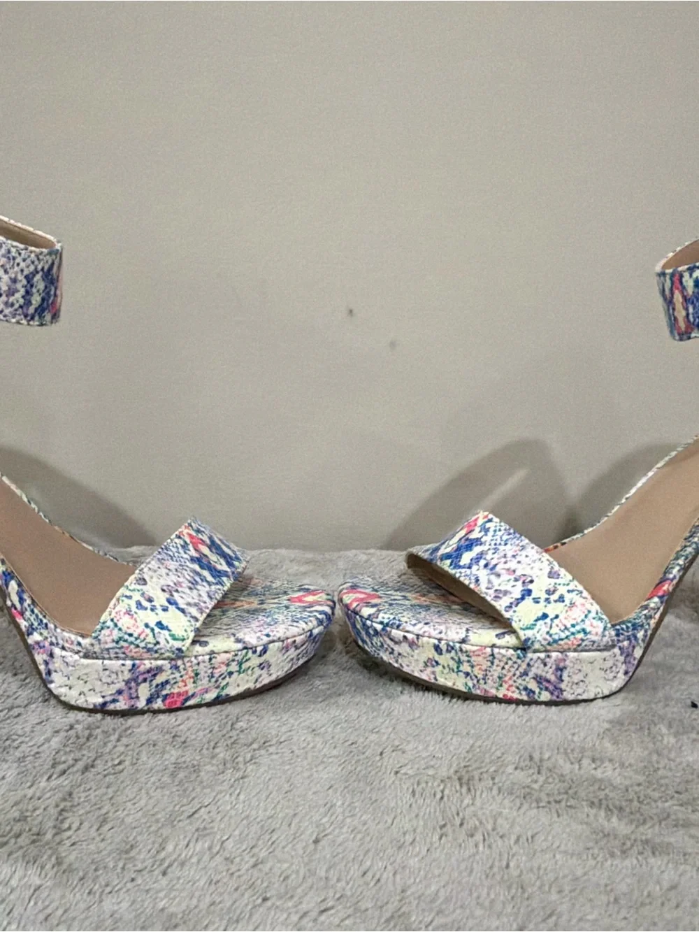 Mix No. 6 Multicolor Snake-Print Ankle-Strap Platform Sandals